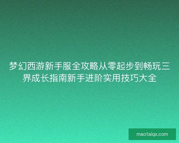 梦幻西游新手服全攻略从零起步到畅玩三界成长指南新手进阶实用技巧大全