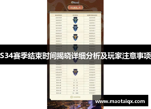 S34赛季结束时间揭晓详细分析及玩家注意事项